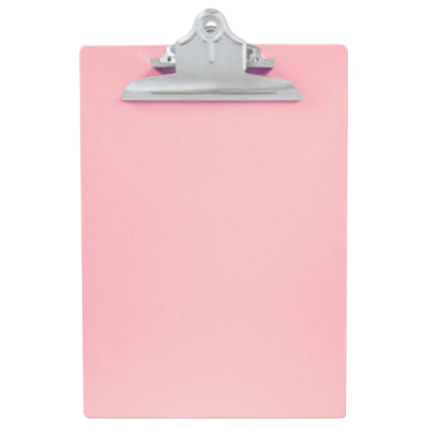 A pink Saunders clipboard with a metal clip.