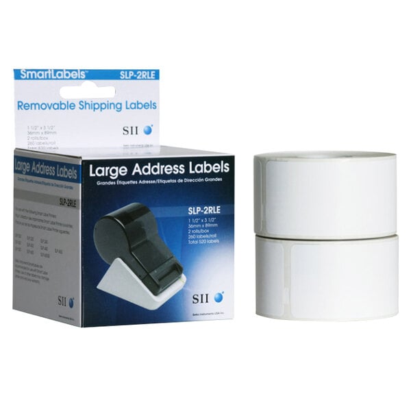 Seiko Instruments SLP2RLE 1 1/2" x 3 1/2" White Self-Adhesive Printable Address Labels   - 520/Box