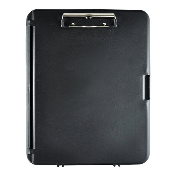 A black Saunders WorkMate II storage clipboard with a metal clip.