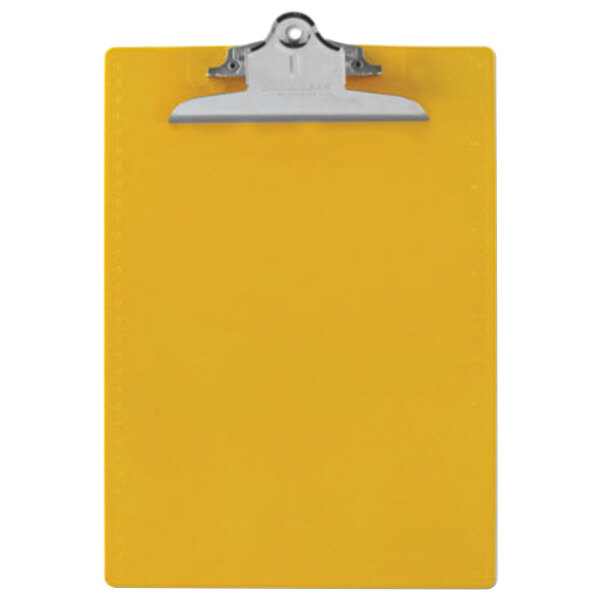 A yellow Saunders clipboard with a silver clip.