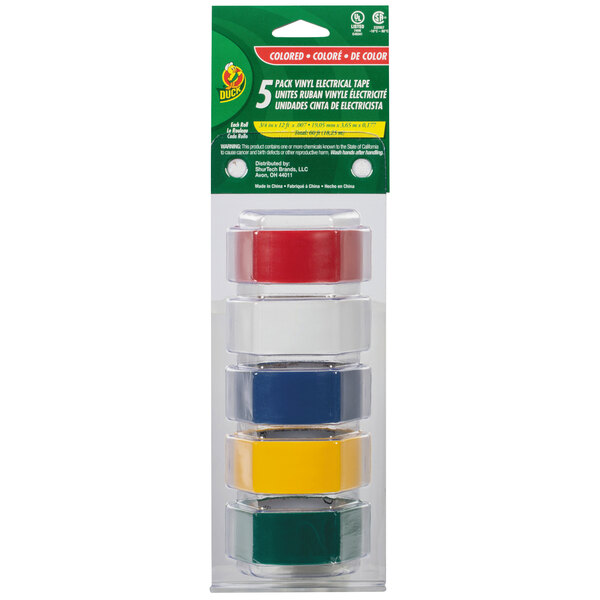 Duck Tape 280303 3/4 inch x 4 Yards Assorted Color Electrical Tape - 5/Pack