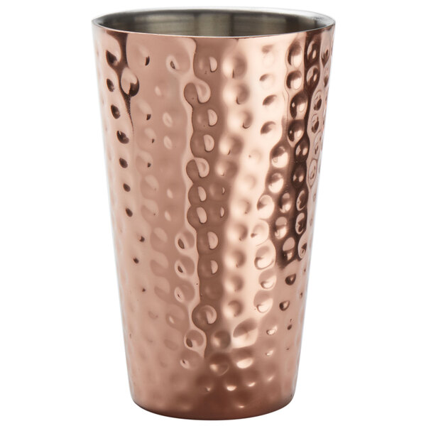 An American Metalcraft double-wall hammered copper tumbler with a textured surface.