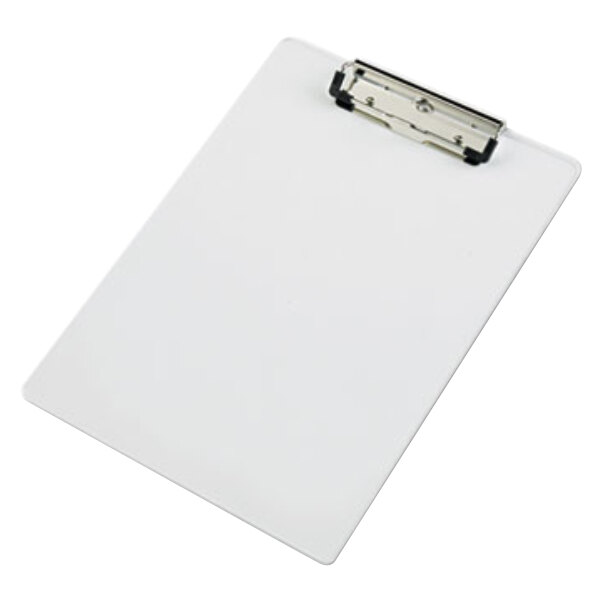 A white Saunders plastic clipboard with a metal clip.