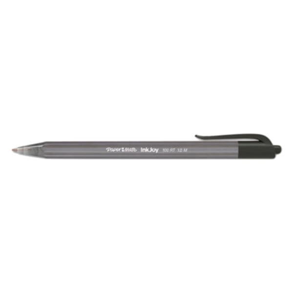 Paper Mate 1951395 InkJoy 100 RT Black Ink with Black Barrel 1mm Retractable Ballpoint Pen - 20/Pack