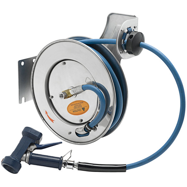 T&S B713202 35' Open Stainless Steel Hose Reel with Rear Trigger Water Gun