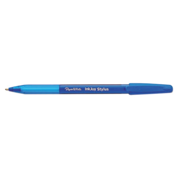 Paper Mate 1951349 InkJoy 100 Blue Ink with Blue Barrel 1mm Stylus / Capped Ballpoint Pen - 12/Pack
