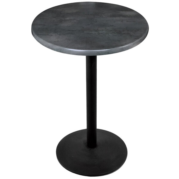 A Holland Bar Stool black steel round table with a black round base.