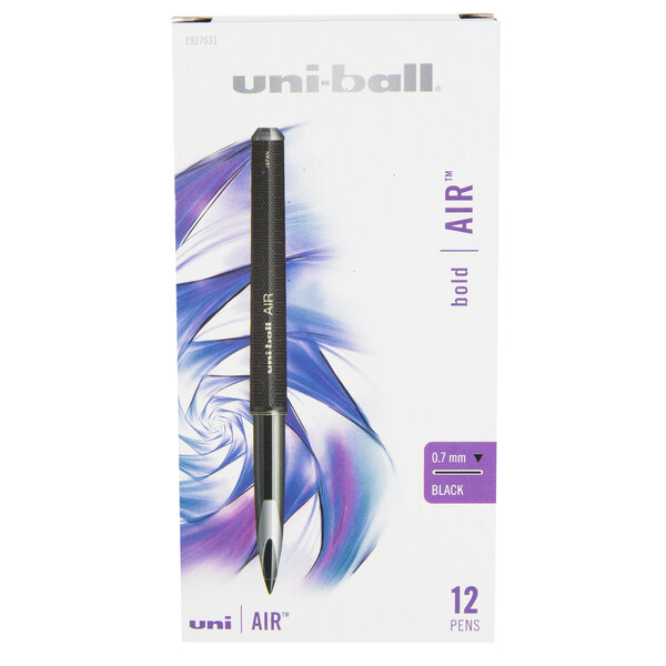 UniBall 1927631 Air Black Ink with Black Barrel 0.7mm Roller Ball
