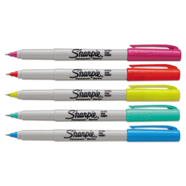 A group of Sharpie Electro Pop Ultra Fine Permanent Markers in different colors.