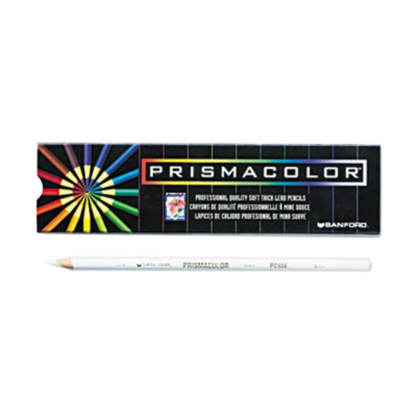Prismacolor 3365 12-Count Premier White Woodcase Barrel 3mm Soft Lead White Colored Pencil