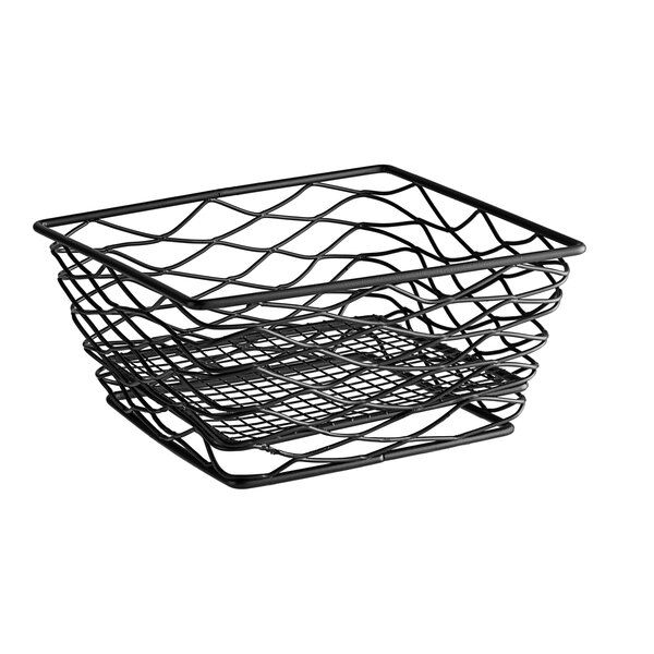 American Metalcraft BNRB86B Square Birdnest Black Metal Basket / Riser