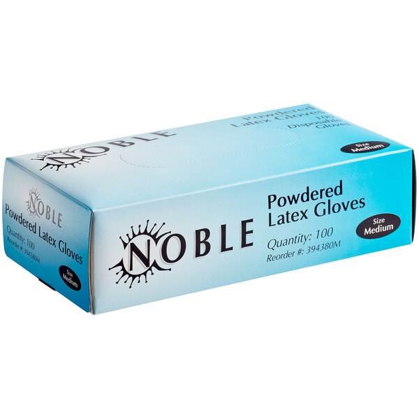 Noble Products White Powdered Disposable Latex Gloves for Foodservice