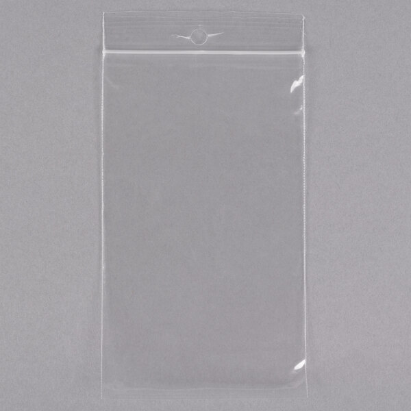 LK Packaging Plastic Food Bag 3 x 5 Seal Top with Hang Hole - 1000/Box