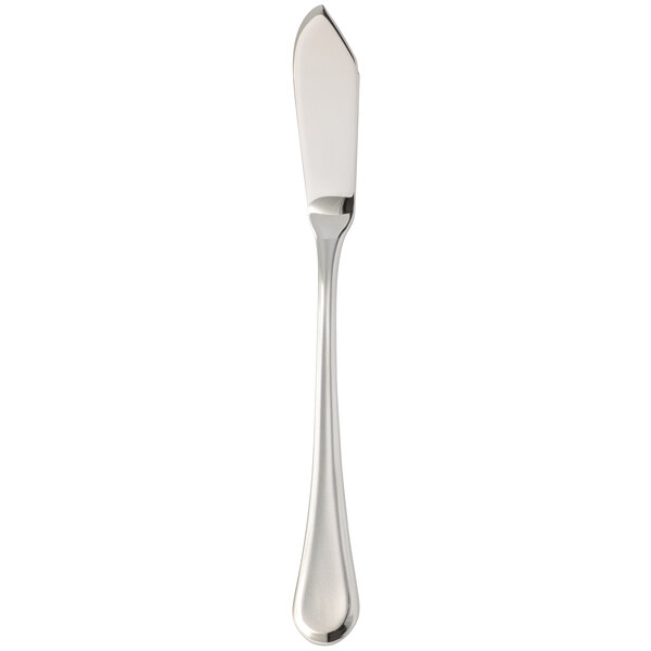 An Arcoroc stainless steel butter spreader with a long silver blade and handle.