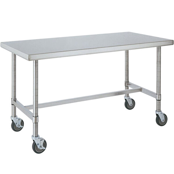 14 Gauge Metro MWT307HS 30" x 72" HD Super Open Base Stainless Steel Mobile Work Table