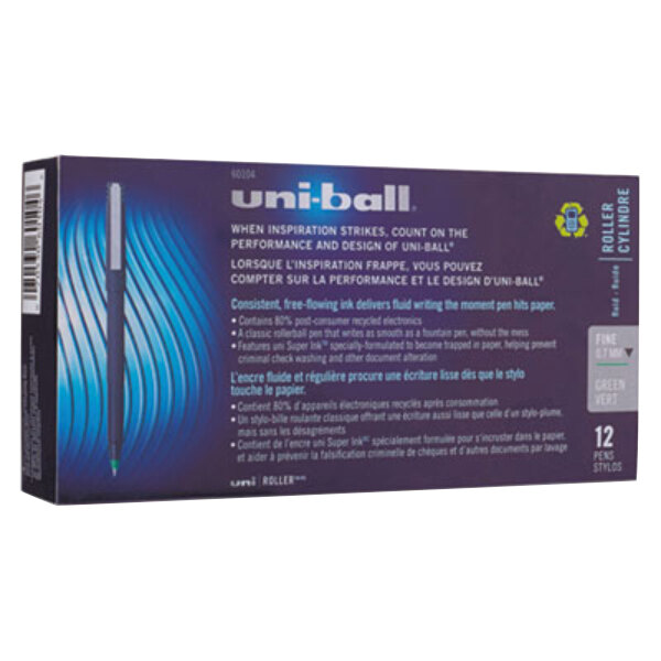 UniBall 60104 Green Ink with Black Barrel 0.7mm Roller Ball Stick Pen