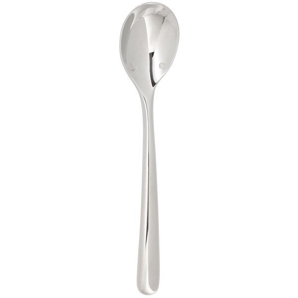 A Chef & Sommelier stainless steel demitasse spoon with a long handle.