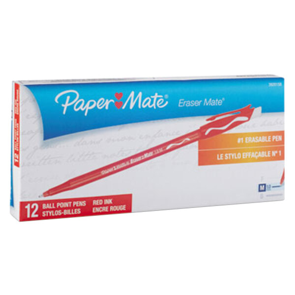 Paper Mate 3920158 Eraser Mate Red Ink with Red Barrel 1mm Erasable