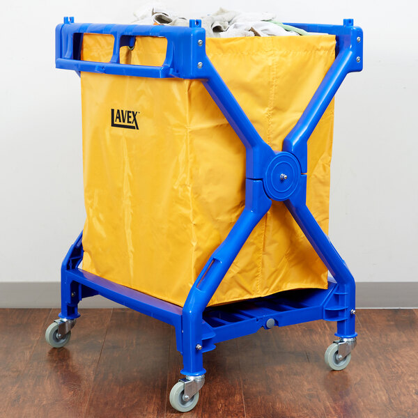Lavex Commercial Laundry Cart/Trash Cart, 10 Bushel Folding Plastic Frame and Vinyl Bag