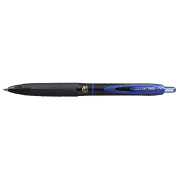 Uni-Ball 1947088 307 Blue Ink with Black Barrel 0.5mm Gel Retractable Roller Ball Pen - 12/Pack