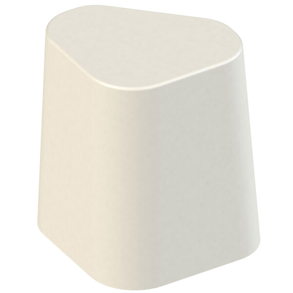 A white plastic triangle-shaped shelf adapter.