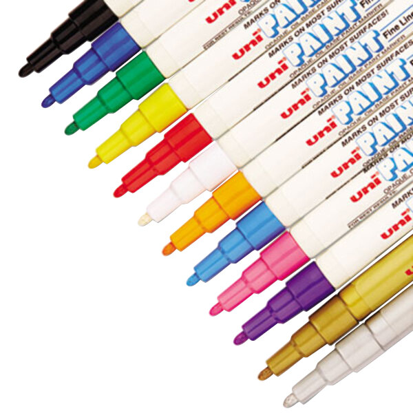 UniPaint Markers 63721 12 Assorted Fine Point Markers