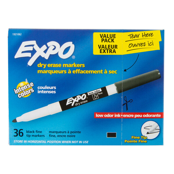 Expo 1921062 Black LowOdor Fine Point Dry Erase Marker 36/Box