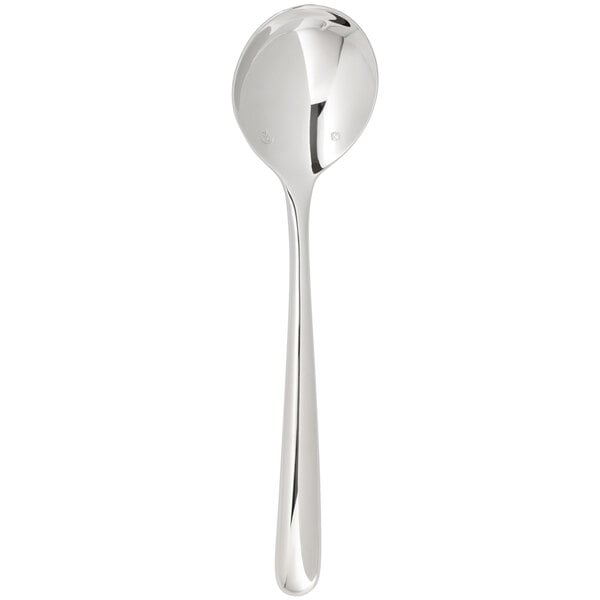 A silver Chef & Sommelier soup spoon with a thin handle.