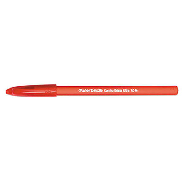 Paper Mate 6120187 ComfortMate Red Ink with Red Barrel 1mm Ballpoint Stick Pen   - 12/Pack