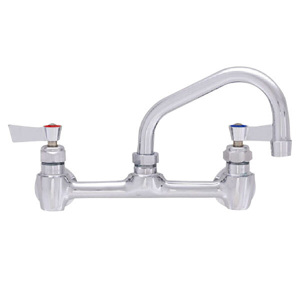 A Fisher wall mount faucet with two lever handles.