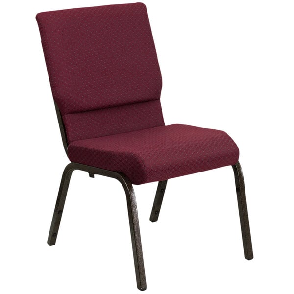 Flash Furniture XU-CH-60096-BYXY56-GG Burgundy Patterned 18 1/2" Wide Church Chair with Gold Vein Frame