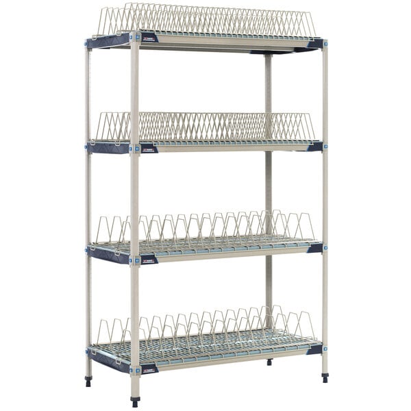 A MetroMax i stationary drying rack shelf kit with wire racks on it.