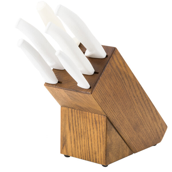 DexterRussell 21008 SofGrip 7Piece White Handle Slant Knife Block Set