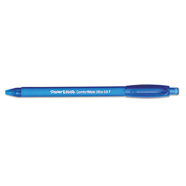 Paper Mate 6360187 ComfortMate Ultra RT Blue Ink with Blue Barrel 0.8mm Retractable Ballpoint Pen - 12/Pack