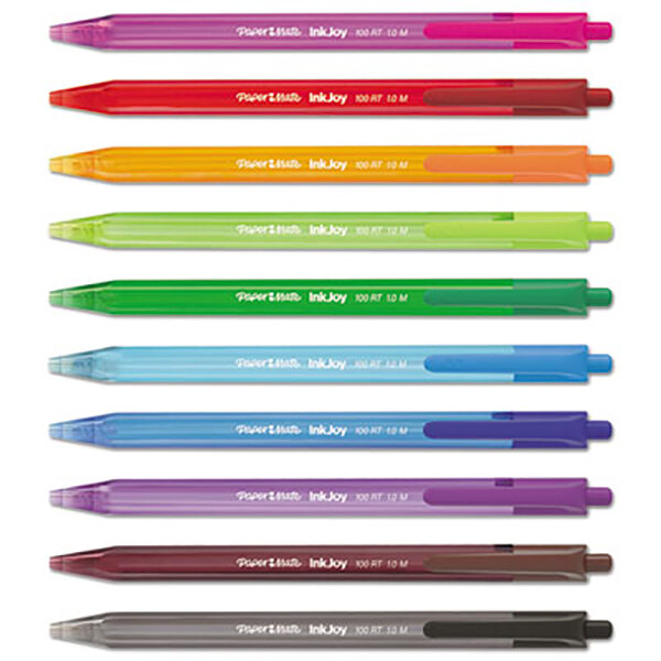 Paper Mate 1951396 InkJoy 100 RT Assorted Ink with Assorted Barrel Colors 1mm Retractable Ballpoint Pen   - 20/Pack