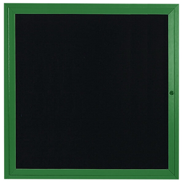 A green square indoor message center with a black border.