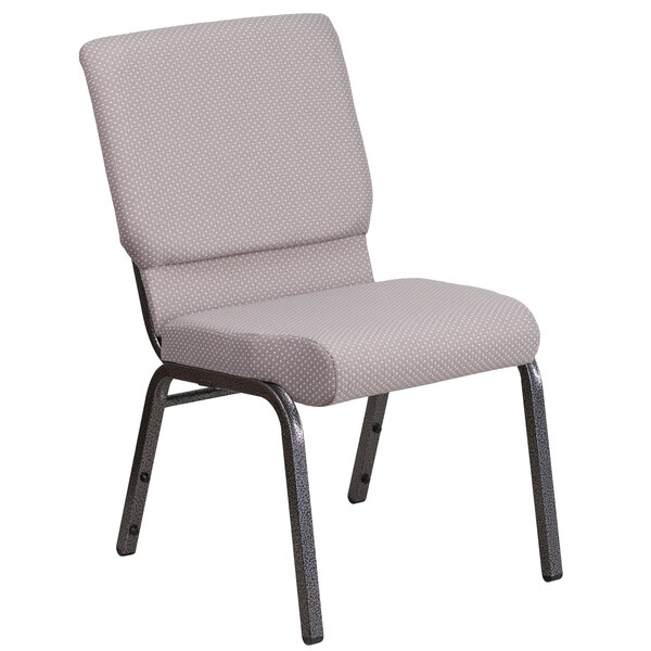Flash Furniture FD-CH02185-SV-GYDOT-GG Hercules Series Gray Dot 18 1/2" Church Chair with Silver Vein Frame