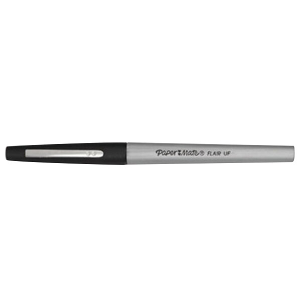 Paper Mate 8330152 Flair Black Ink with Black Barrel Ultra Fine Porous Point Stick Pen - 12/Pack