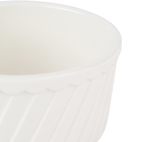 CAC RKF18S 18 oz. Bone White Fluted Souffle Bowl 24/Case