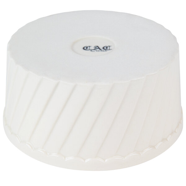 CAC RKF18S 18 oz. Bone White Fluted Souffle Bowl 24/Case