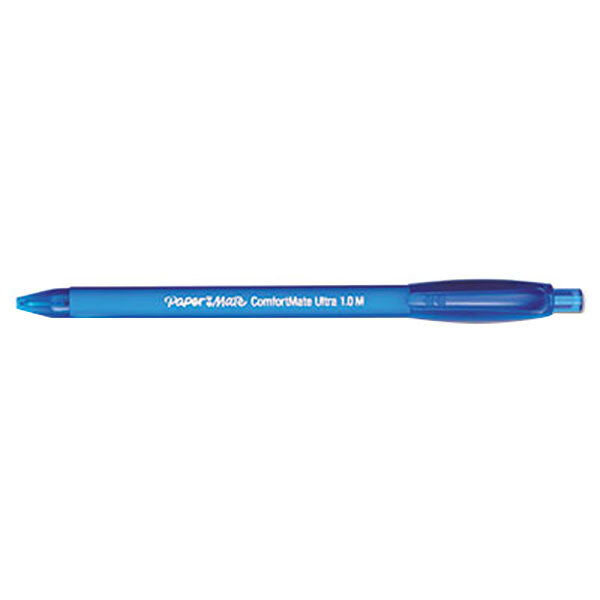 Paper Mate 6310187 ComfortMate Ultra RT Blue Ink with Blue Barrel 1mm Retractable Ballpoint Pen - 12/Pack