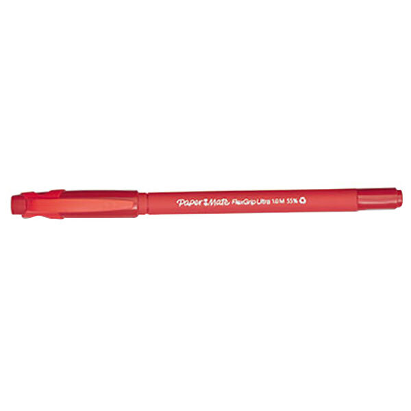 Paper Mate 9620131 FlexGrip Ultra Red Ink with Red Barrel 1mm Ballpoint Stick Pen - 12/Pack