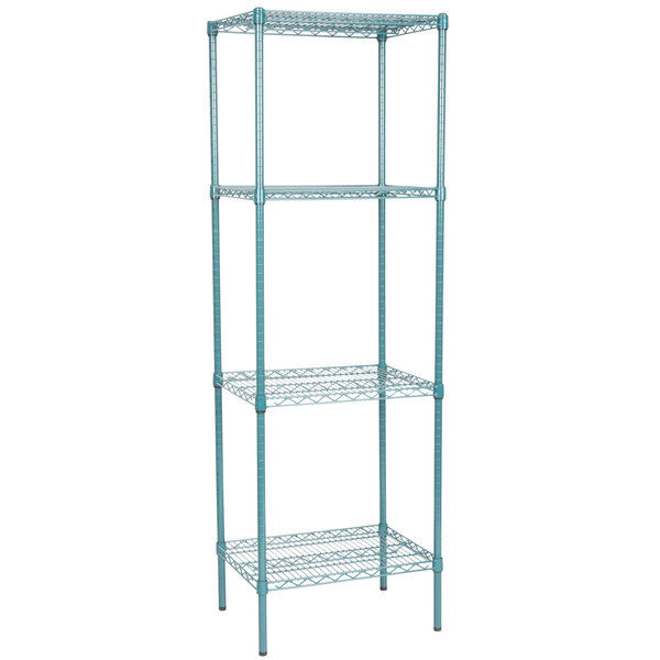 Shelves for Home Storage Rack Living Room Restaurant 14 inches x 42 inches NSF Green Epoxy 4 Shelf Kit with 86 inches Posts Kitchen Durable Organizer Garage Office 