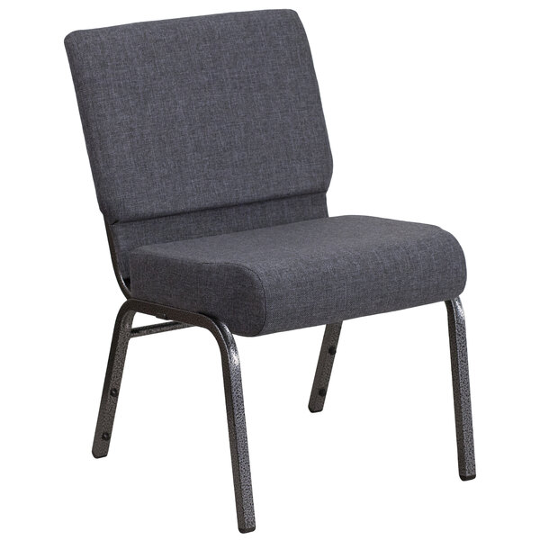 Flash Furniture FD-CH0221-4-SV-DKGY-GG Hercules Series Dark Gray 21" Church Chair with Silver Vein Frame