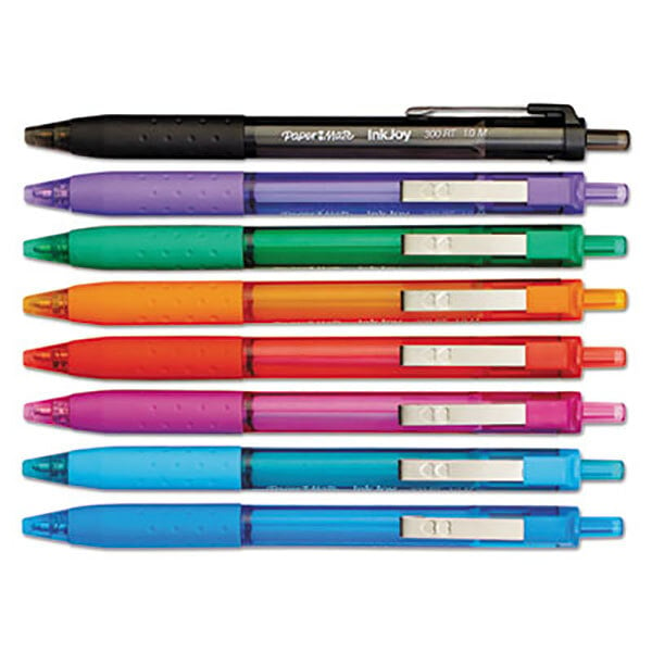 Paper Mate 1945921 InkJoy 300 RT Assorted Ink with Assorted Barrel Color 1mm Retractable Ballpoint Pen - 8/Pack