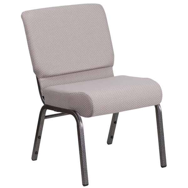 Flash Furniture FD-CH0221-4-SV-GYDOT-GG Hercules Series Gray Dot 21" Church Chair with Silver Vein Frame