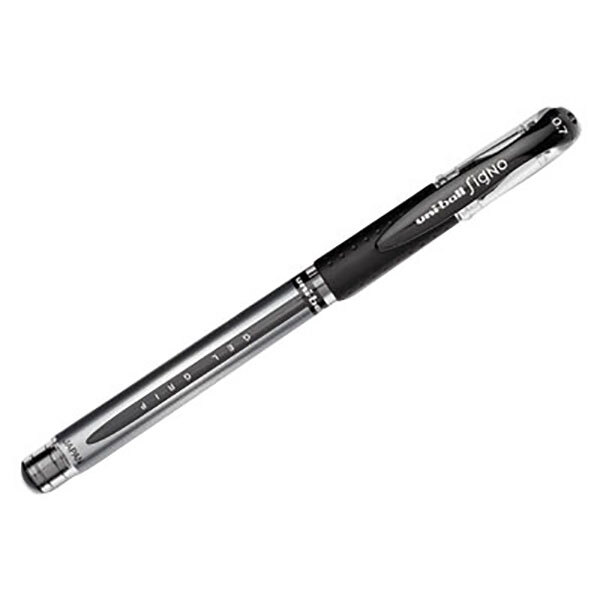 UniBall 65450 Signo Gel GRIP Black Ink with Silver Barrel 0.7mm Roller