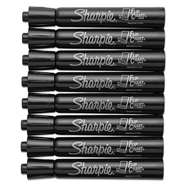 Sharpie 1760445 Black Bullet Tip Flip Chart Marker 8/Pack