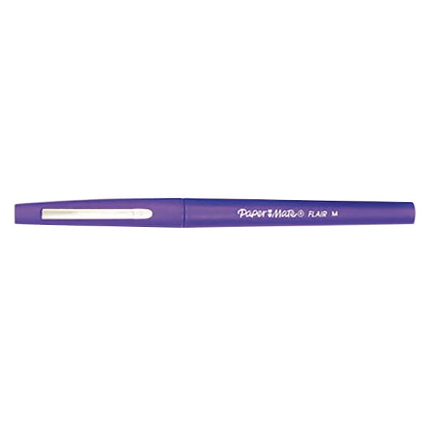 A Paper Mate purple pen with a white tip.