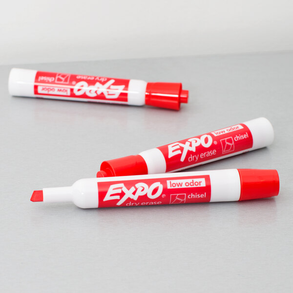 12-Count Red Ink Expo Low Odor Dry Erase Marker Chisel Tip 
